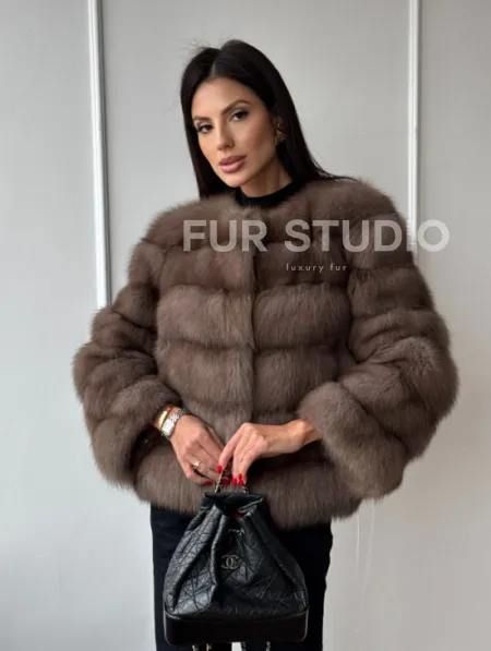 Шуба из меха куницы Truffle с воротником шанель - фото 0