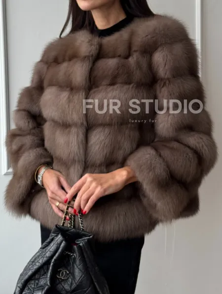 Шуба из меха куницы Truffle с воротником шанель - фото 3