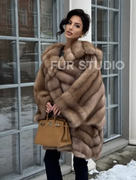 Шуба из меха куницы «летучая мышь» - фото 4