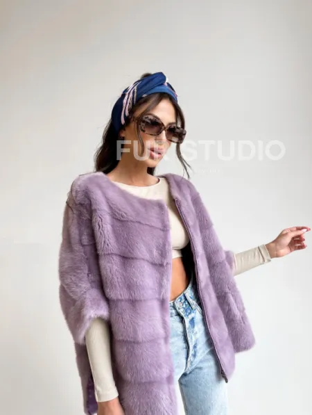 Свитер из меха норки в лавандовом оттенке - фото 0