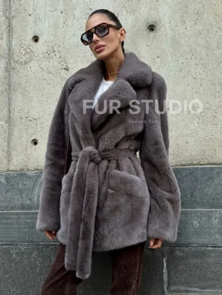 Норковая шуба лавандового цвета - VELVET - фото 9