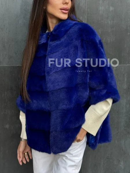 Синяя норковая кофта на молнии - фото 2