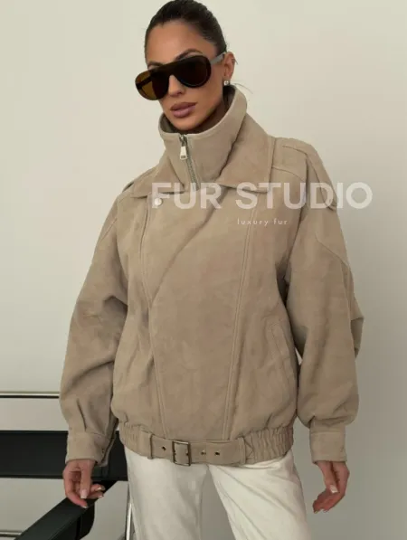 Современная куртка из замшевой кожи - фото 6