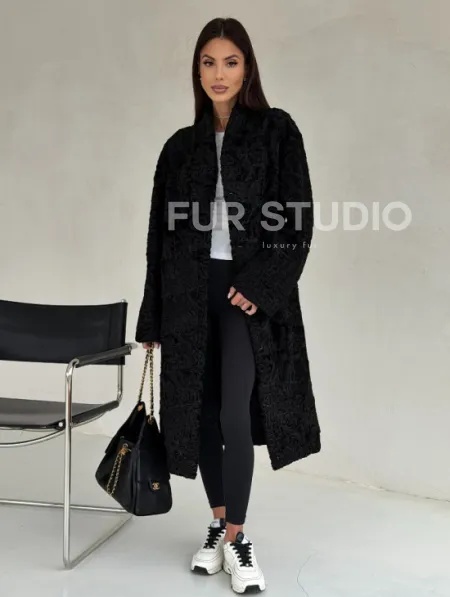 Черная шуба из каракуля - фото 7