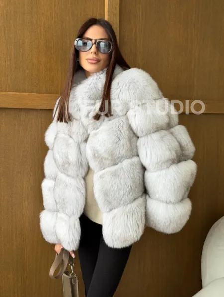Шуба из натурального песца - стойка воротник - фото 9