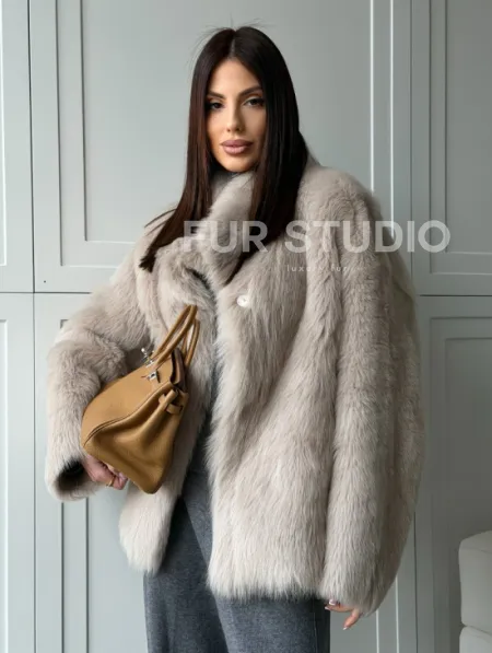 Бежевая дубленка из тосканы - фото 11