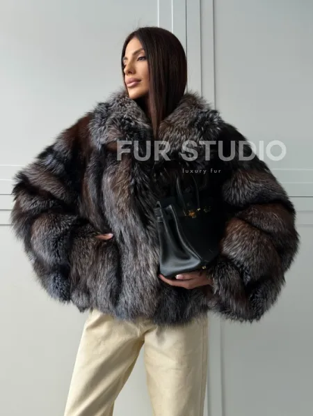 Шуба из меха блюфрост - воротник английский - фото 14