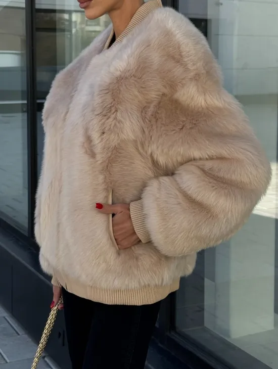 Меховая куртка - бомбер из натурального меха тосканы Турция - фото 4