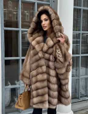 Шуба из меха куницы «летучая мышь» - фото 5