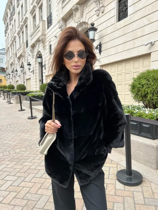 Черная короткая шуба из аукционной норки NAFA - фото 2