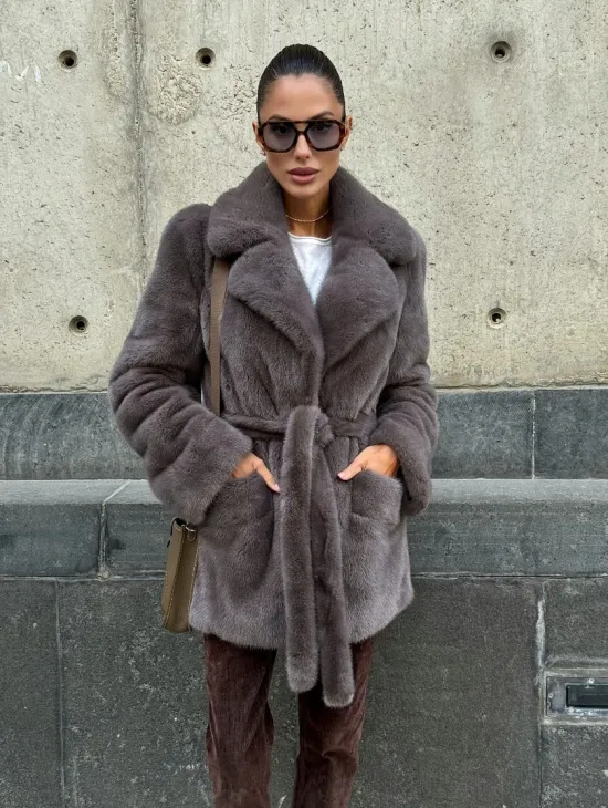 Норковая шуба лавандового цвета - VELVET - фото 10