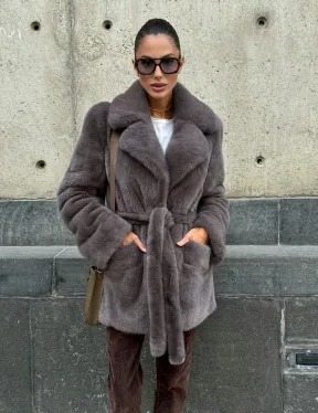 Норковая шуба лавандового цвета - VELVET - фото 10