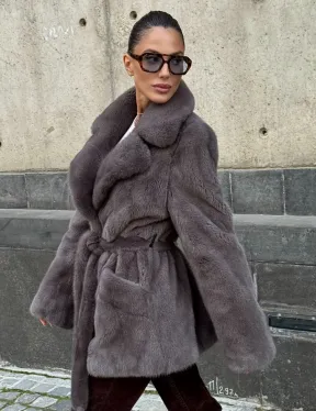 Норковая шуба лавандового цвета - VELVET - фото 0