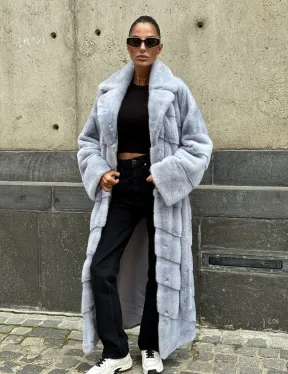 Длинная шуба из голубой скандинавской норки - фото 9