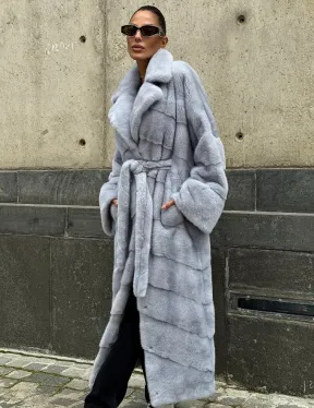 Длинная шуба из голубой скандинавской норки - фото 3
