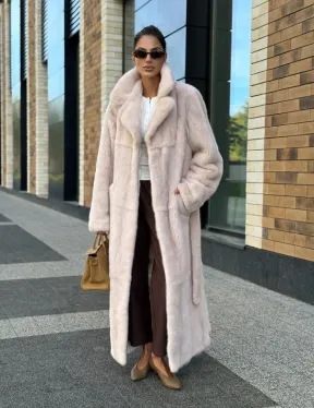 Шуба норковая - пальто с поясом, классика - фото 8