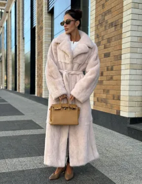 Шуба норковая - пальто с поясом, классика - фото 6