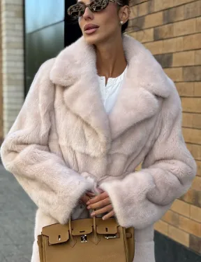 Шуба норковая - пальто с поясом, классика - фото 3