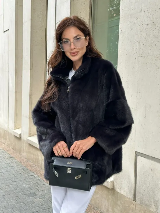 Норковый полушубок - графит - фото 5