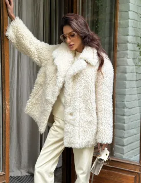 Белая шуба - дубленка двухсторонняя - фото 8