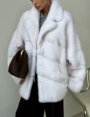 Белый норковый полушубок - фото 2
