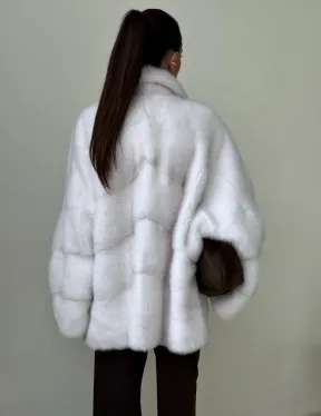 Белый норковый полушубок - фото 3