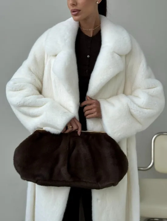 Белая длинная норковая шуба - фото 2