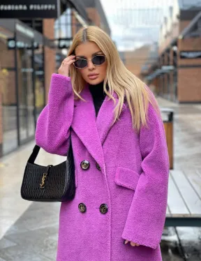 Стильное шерстяное пальто в ярком цвете - фото 0