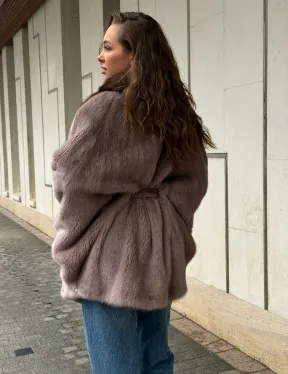 Норковая шуба летучка - воротник куница - фото 8