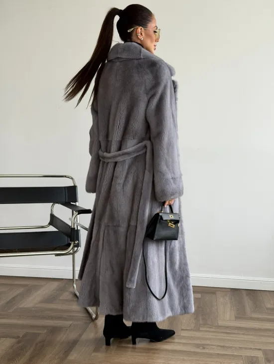 Голубая норковая шуба - фото 3