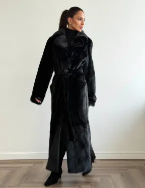 Черная шуба из меха норки - классический стиль - фото 8