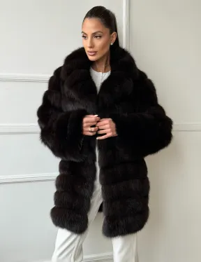 Шуба из куницы английский воротник - фото 7