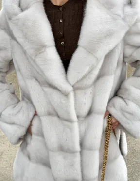 Белая норковая шуба с капюшоном - автоледи - фото 1