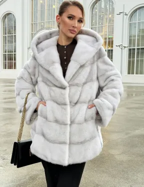 Белая норковая шуба с капюшоном - автоледи - фото 6