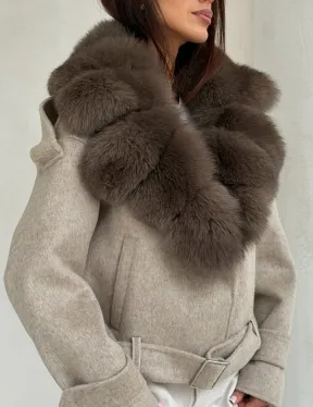 Куртка - пальто с мехом финского песца - фото 1