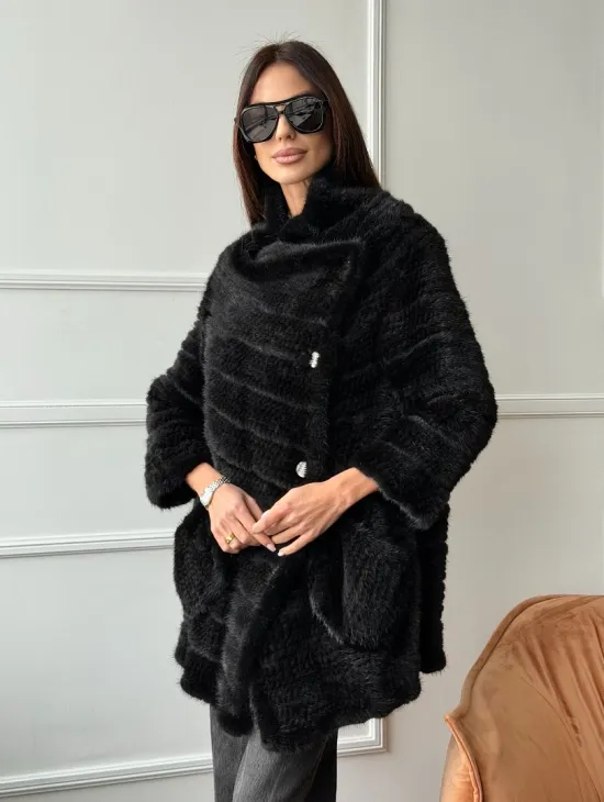 Меховое пальто из вязаной норки - фото 10