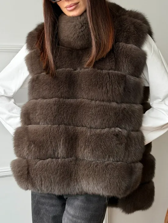 Меховая манишка под соболь из песца - фото 2