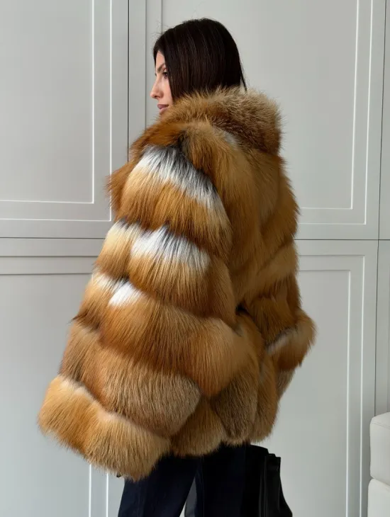 Шуба из лисы огневки - оверсайз - фото 9