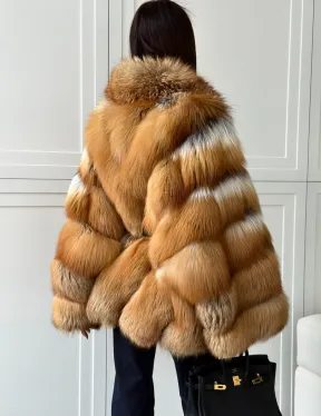 Шуба из лисы огневки - оверсайз - фото 4