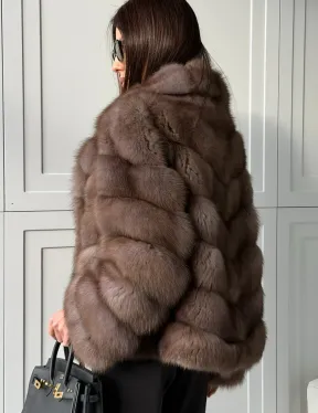 Куртка из куницы - воротник шаль - фото 5