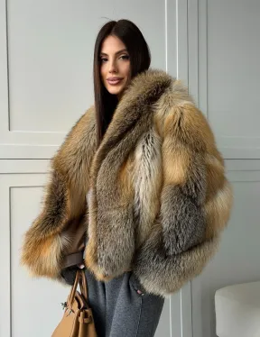 Женская шуба из лисьего меха Golden Edged Fox - фото 0
