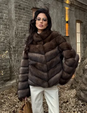 Роскошная шуба из меха соболя стойка воротник - седина 1/2 - фото 9