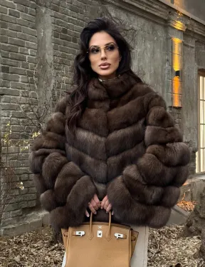 Роскошная шуба из меха соболя стойка воротник - седина 1/2 - фото 6