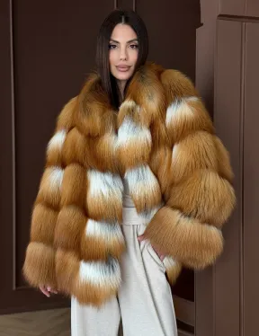 Короткая шуба из рыжей лисы - фото 0