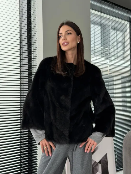 Норковый жакет - цвет черный - фото 13