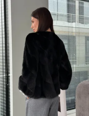 Норковый жакет - цвет черный - фото 9