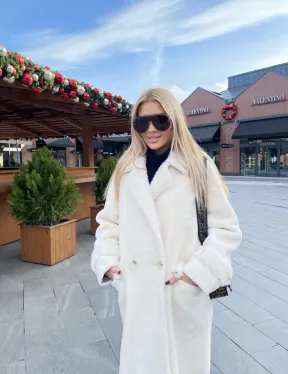 Экошуба в белом цвете с английским воротником - фото 4