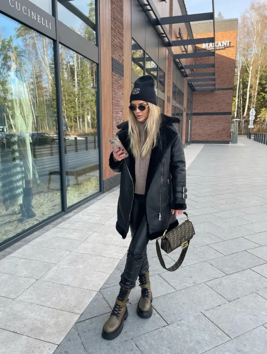 Дубленка авиатор удлиненная - фото 8