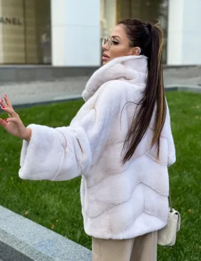 Полушубок из аукционной норки - цвет паломино - фото 3