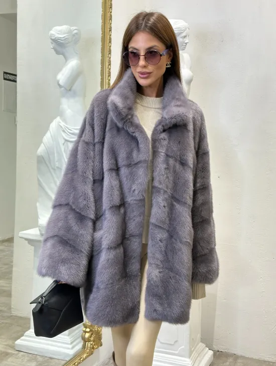 Шуба из норки стойка воротник - фото 0